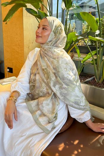 Lamelif Gül Çiçek Desen Lara Soft Şal Mint Yeşili