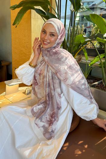 Lamelif Gül Çiçek Desen Lara Soft Şal Taş