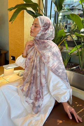 Lamelif Gül Çiçek Desen Lara Soft Şal Taş