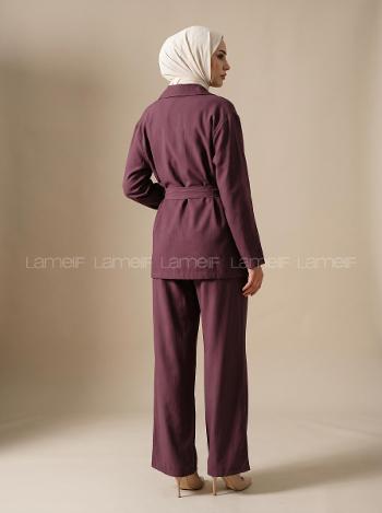 Plum Shirt Collar Long Arm Tensel Regular Trousers Comfortable Suit
