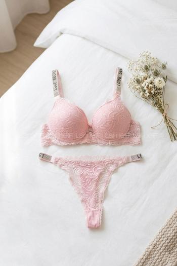 Pink Cotton Fabric Underwire Unsupport 