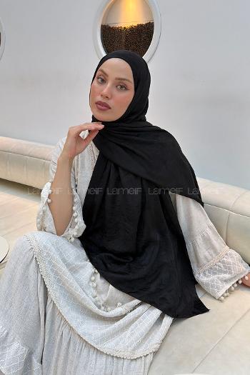 Lamelif Ağaçdalı Desen Ayrobin Floş Jakar  Şal Siyah