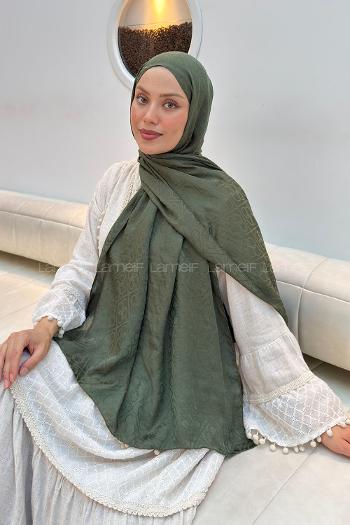 Lamelif Zincir Halka Desen Ayrobin Floş Jakar  Şal Haki