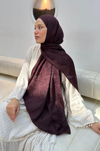 Lamelif Zincir Halka Desen Ayrobin Floş Jakar  Şal Koyu Bordo