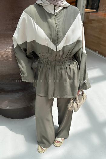 Khaki V Neck Long Arm Ayrobin Regular Trousers Comfortable Suit