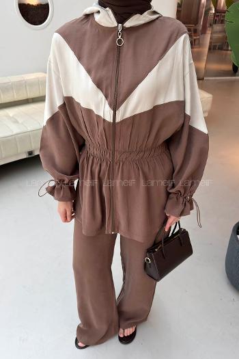Brown V Neck Long Arm Ayrobin Regular Trousers Comfortable Suit