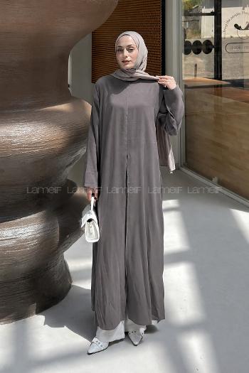 Dark Brown Neckband Cotton Dresess