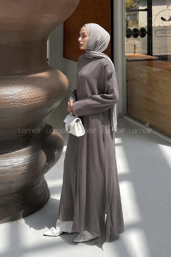 Dark Brown Neckband Cotton Dresess