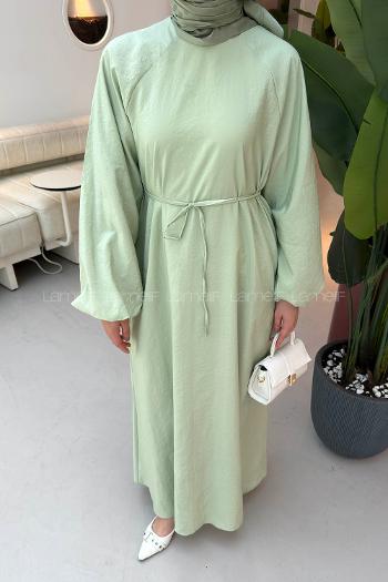 Mint Green Crew Neck Cotton Dresess