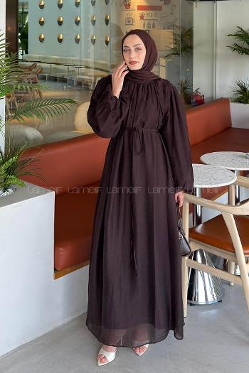Bitter Brown Neckband Cotton Dresess