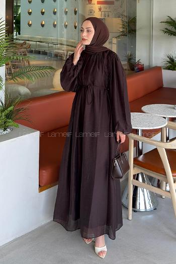 Bitter Brown Neckband Cotton Dresess