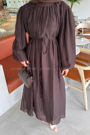 Bitter Brown Neckband Cotton Dresess