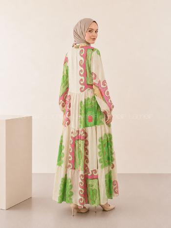 Lamelif Bohem Desenli Elbise