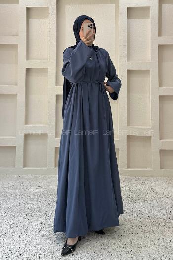 Navy Blue Crew Neck Linen Dresess
