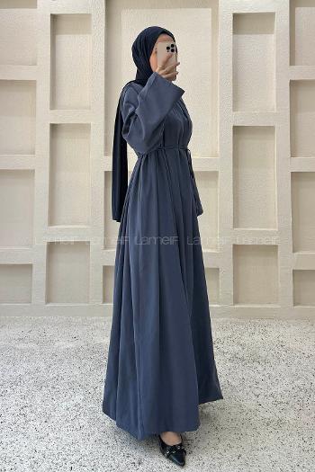 Navy Blue Crew Neck Linen Dresess