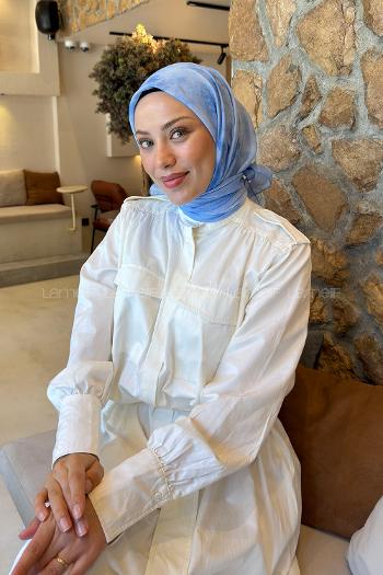 Lamelif Bulut Desen Soft Eşarp Bebe Mavisi
