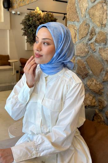 Lamelif Bulut Desen Soft Eşarp Bebe Mavisi