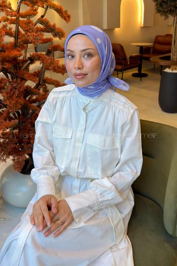 Lamelif Puantiye Desen Soft Eşarp Lila