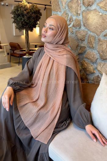 Lamelif  Müslin Krinkıl Şal Camel