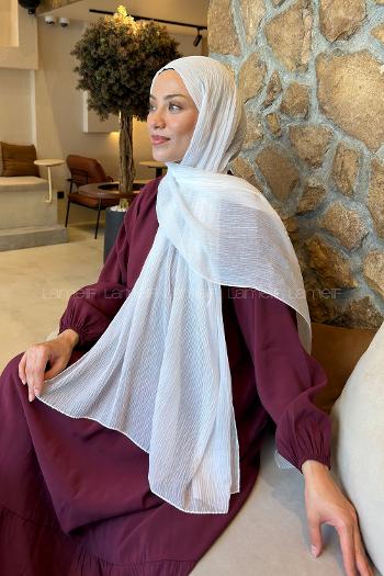 Lamelif  Müslin Krinkıl Şal Kırık Beyaz