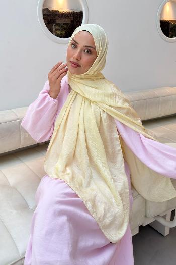Lamelif Ağaçdalı Desen Ayrobin Floş Jakar  Şal Sarı
