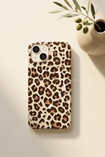 Lamelif iPhone 15 Leopar Desenli Güçlü Magsafeli Telefon Kılıfı