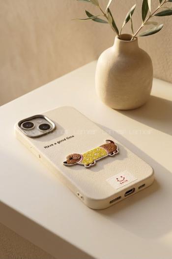 Lamelif iPhone 15 Özel Tasarım Telefon Kılıfı Soft Bej Renk