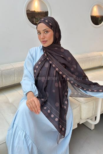 Lamelif Puantiye Desen Soft Şal Kahverengi