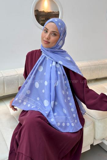 Lamelif Puantiye Desen Soft Şal Lila