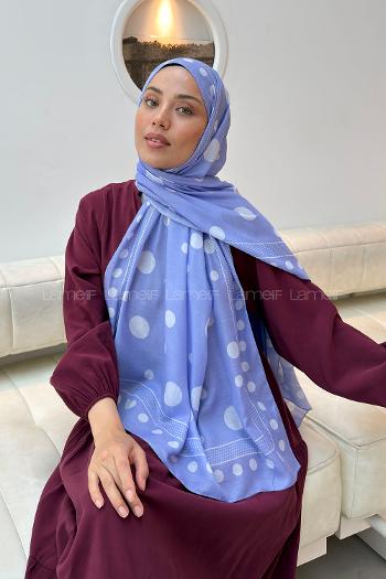 Lamelif Puantiye Desen Soft Şal Lila