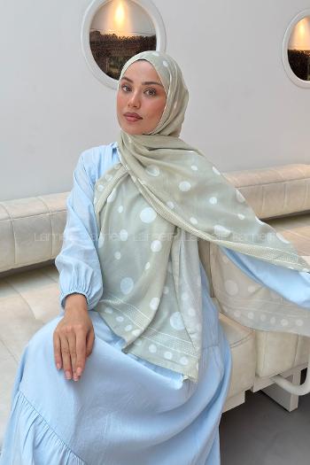 Lamelif Puantiye Desen Soft Şal Mint Yeşili