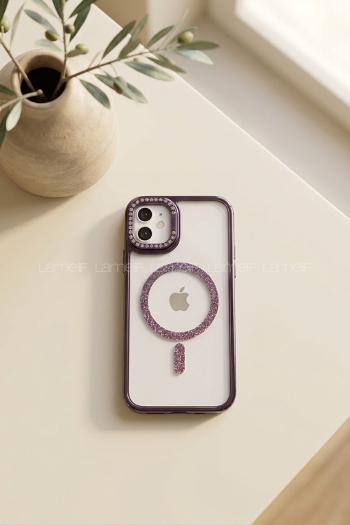 Lamelif iPhone 11 Standlı Simli Premium Telefon Kılıfı