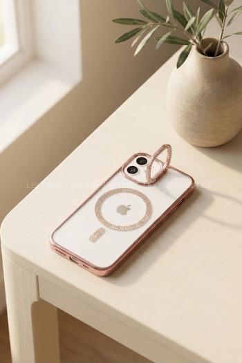 Lamelif iPhone 11 Standlı Simli Premium Telefon Kılıfı