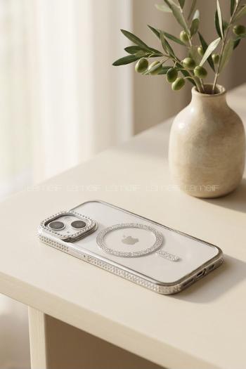 Lamelif iPhone 13/14 Standlı Simli Premium Telefon Kılıfı
