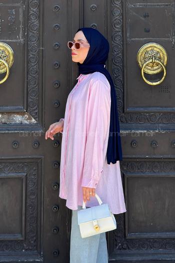 Lamelif Roba Detaylı Gömlek Pembe