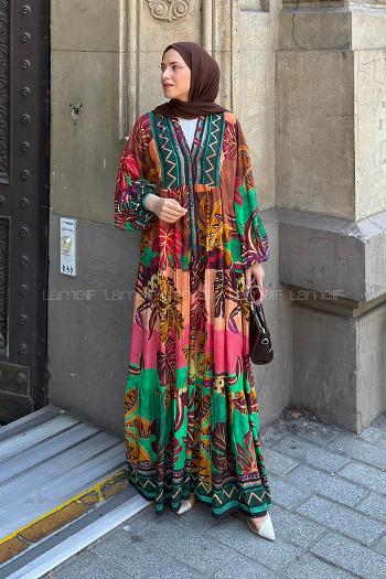 Lamelif Soyut Desenli Elbise