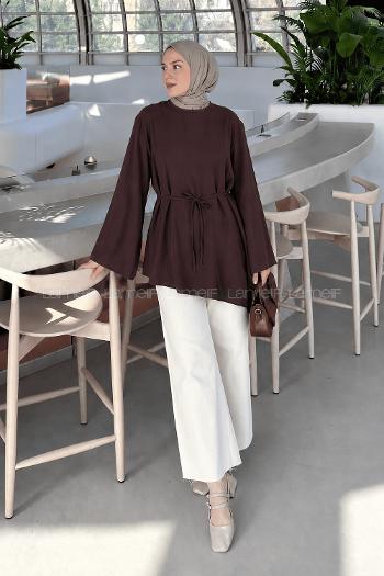 Dark Brown Crew Neck Long Arm Ayrobin Shirt