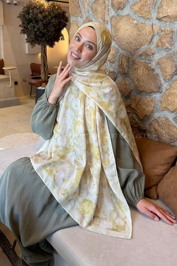 Lamelif  Botanik Çiçek Desen Lara Soft Şal Sarı