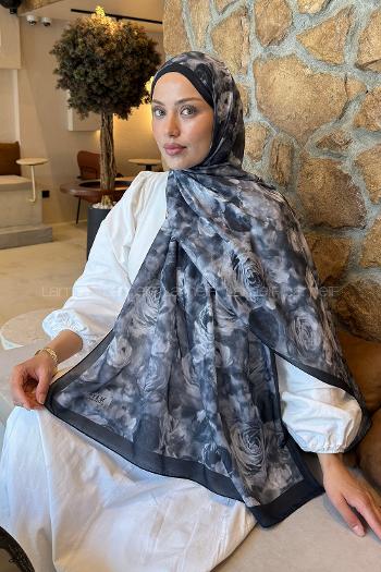 Black Cotton Striped Printed Shawl