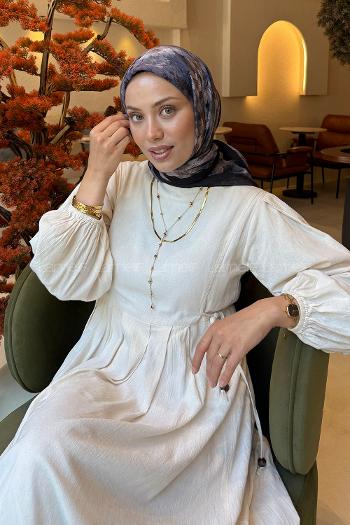 Lamelif Çiçek Desen Bambu Eşarp Antrasit