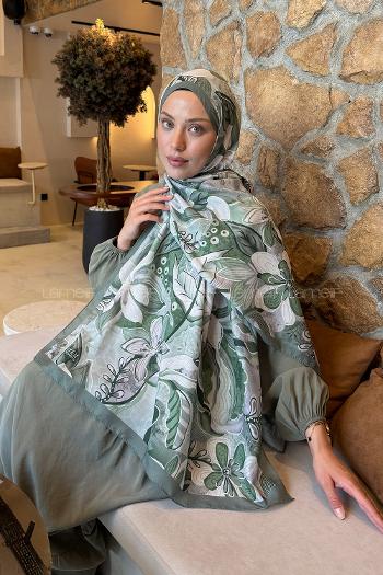Lamelif Çiçek Desen Lara Soft Şal Adaçayı