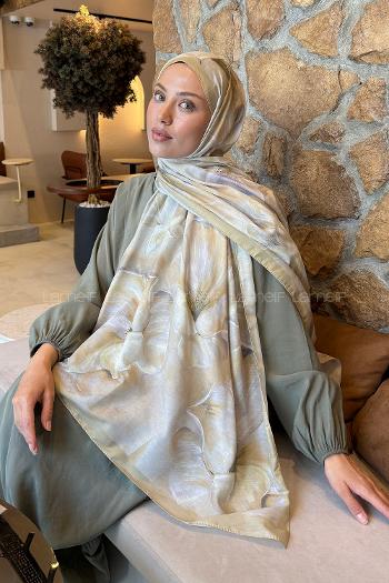 Lamelif Çiçek Desen Lara Soft Şal Mint Yeşili