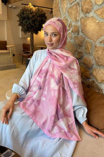 Candy Pink Cotton Striped Printed Shawl