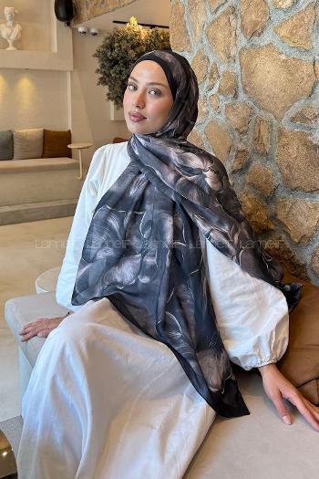 Black Cotton Striped Printed Shawl