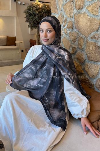 Black Cotton Striped Printed Shawl