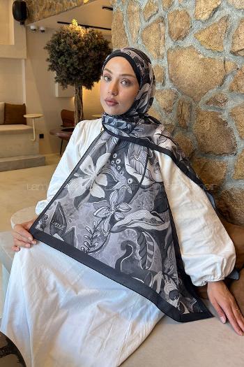 Black Cotton Striped Printed Shawl