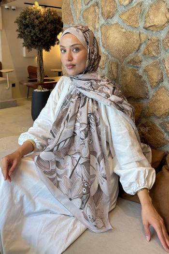 Lamelif Çiçek Desen Lara Soft Şal Taş