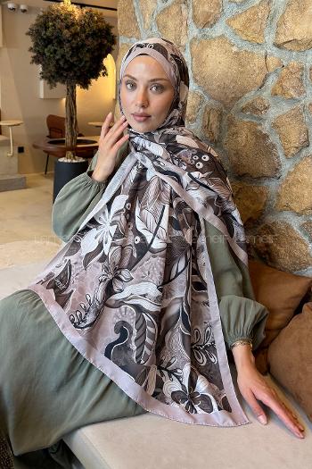 Lamelif Çiçek Desen Lara Soft Şal Vizon