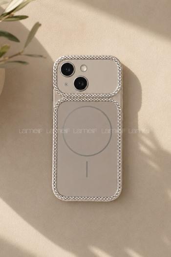 Lamelif iPhone 15 Elmas Taşlı Magsafe Telefon Kılıfı