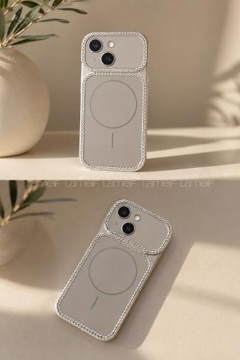 Lamelif iPhone 15 Elmas Taşlı Magsafe Telefon Kılıfı